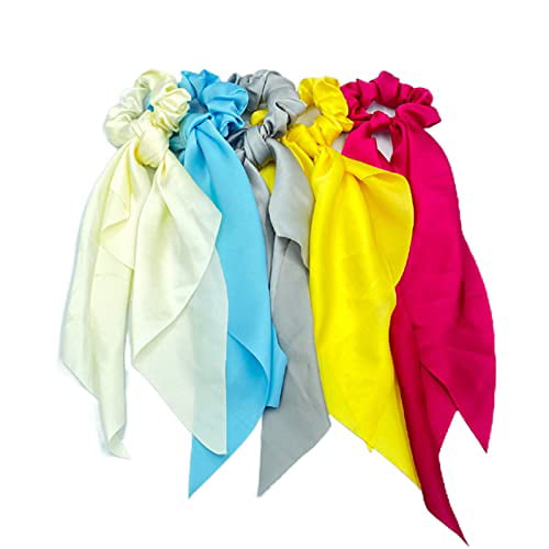 Ladies Girls Yellow Bow Scrunchie Elastic Ponytail Holder Hair Accessories Gift 